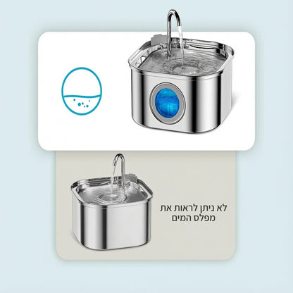 מזרקת מים נירוסטה חכמה לחיות מחמד 3.2L